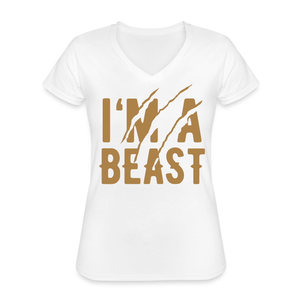 Klassisches Frauen-T-Shirt mit V-Ausschnitt - Weiß