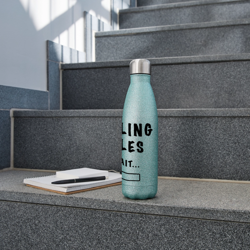 Glitzer Edelstahl Thermosflasche - Blau Glitzer
