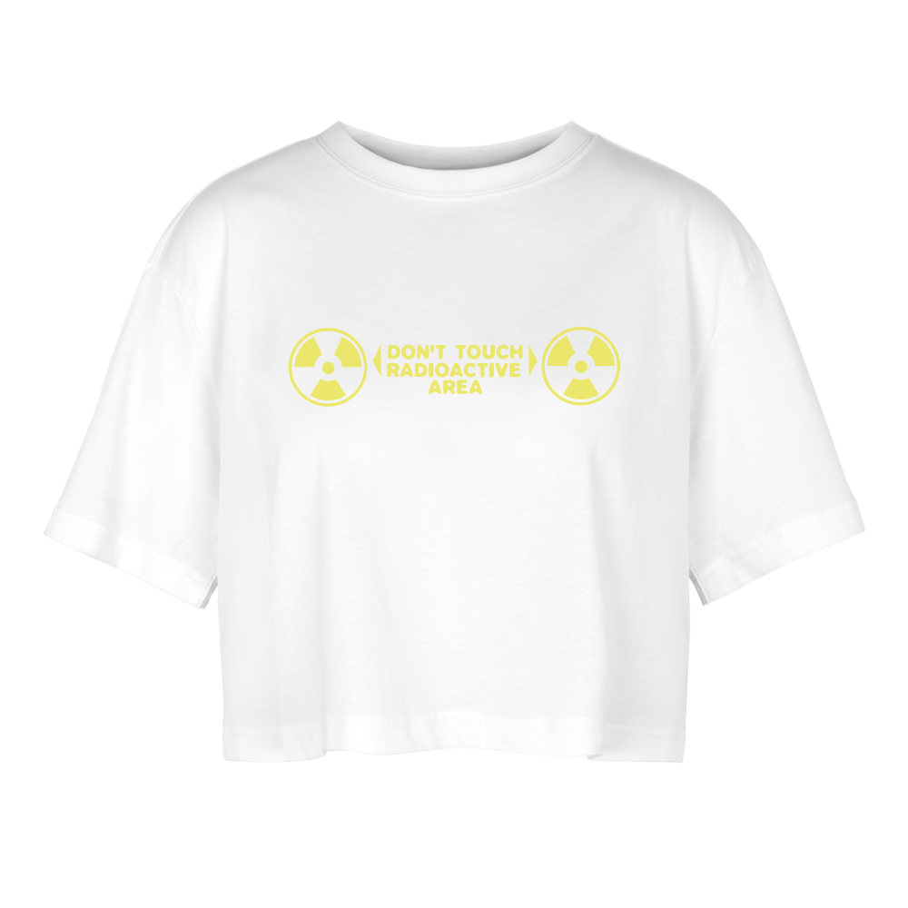 Don't Touch...Frauen Oversized Cropped T-Shirt - Weiß