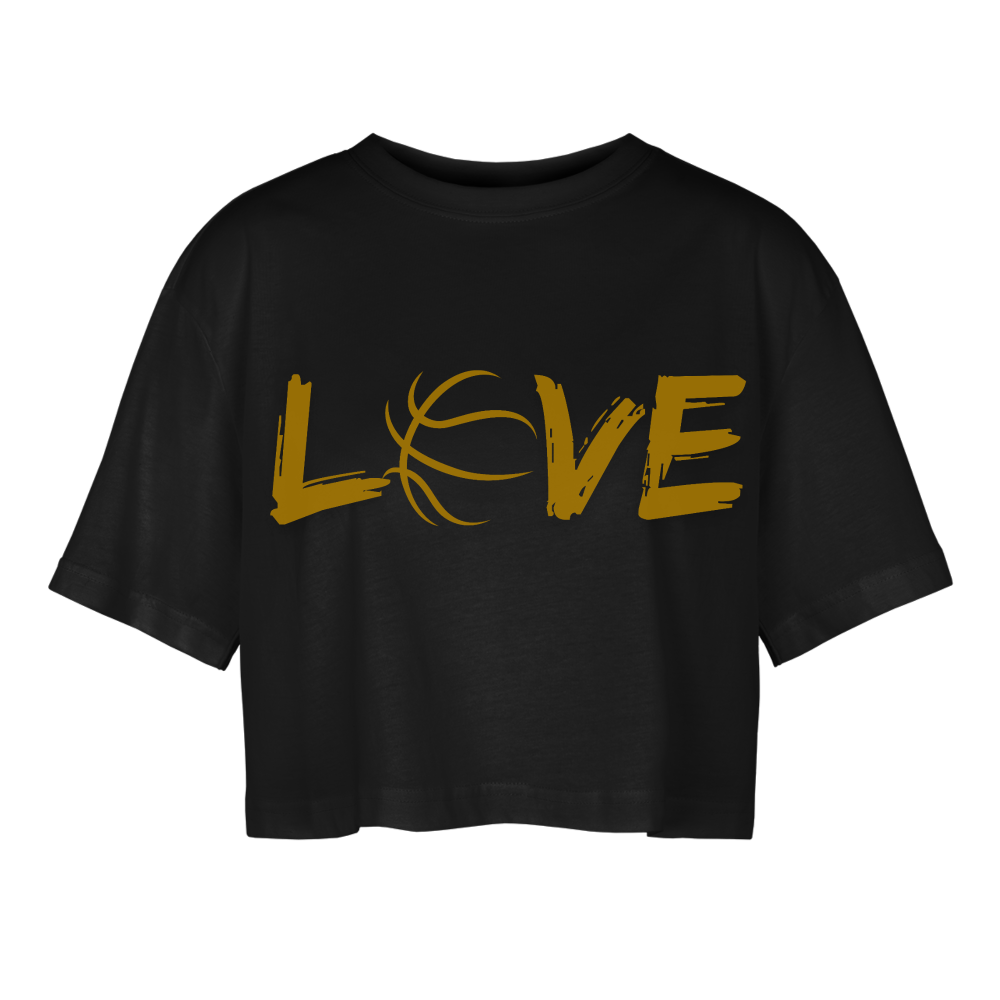 Frauen Oversized Cropped T-Shirt - Schwarz