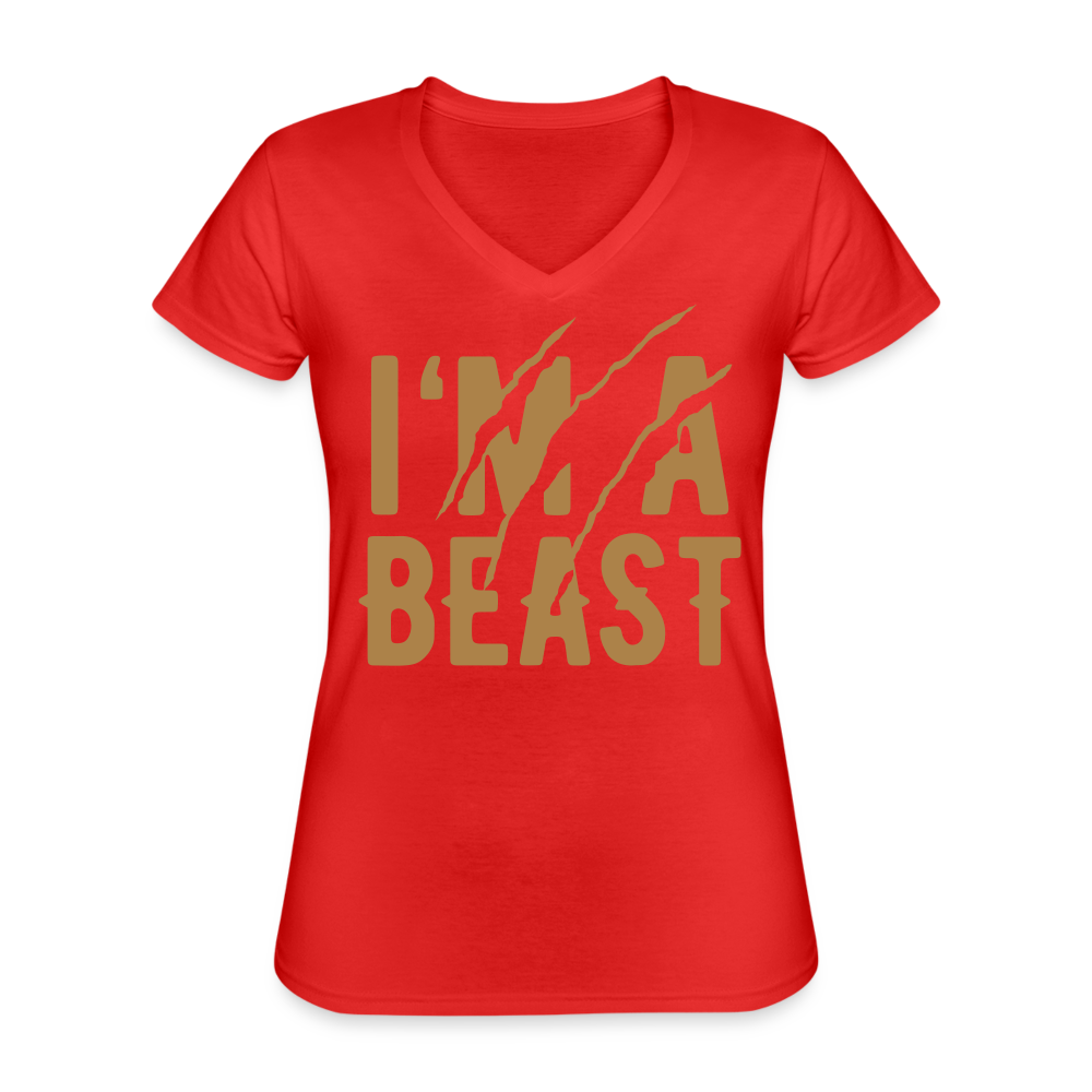 Klassisches Frauen-T-Shirt mit V-Ausschnitt - Rot