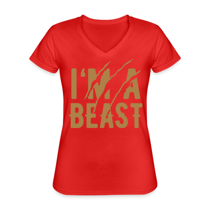 Klassisches Frauen-T-Shirt mit V-Ausschnitt - Rot