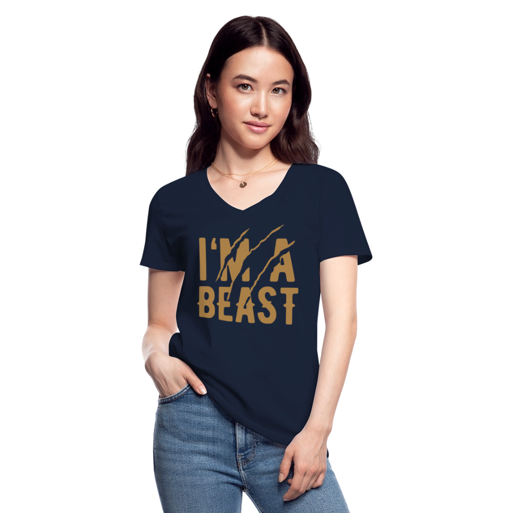 Klassisches Frauen-T-Shirt mit V-Ausschnitt - Navy
