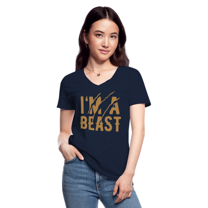 Klassisches Frauen-T-Shirt mit V-Ausschnitt - Navy