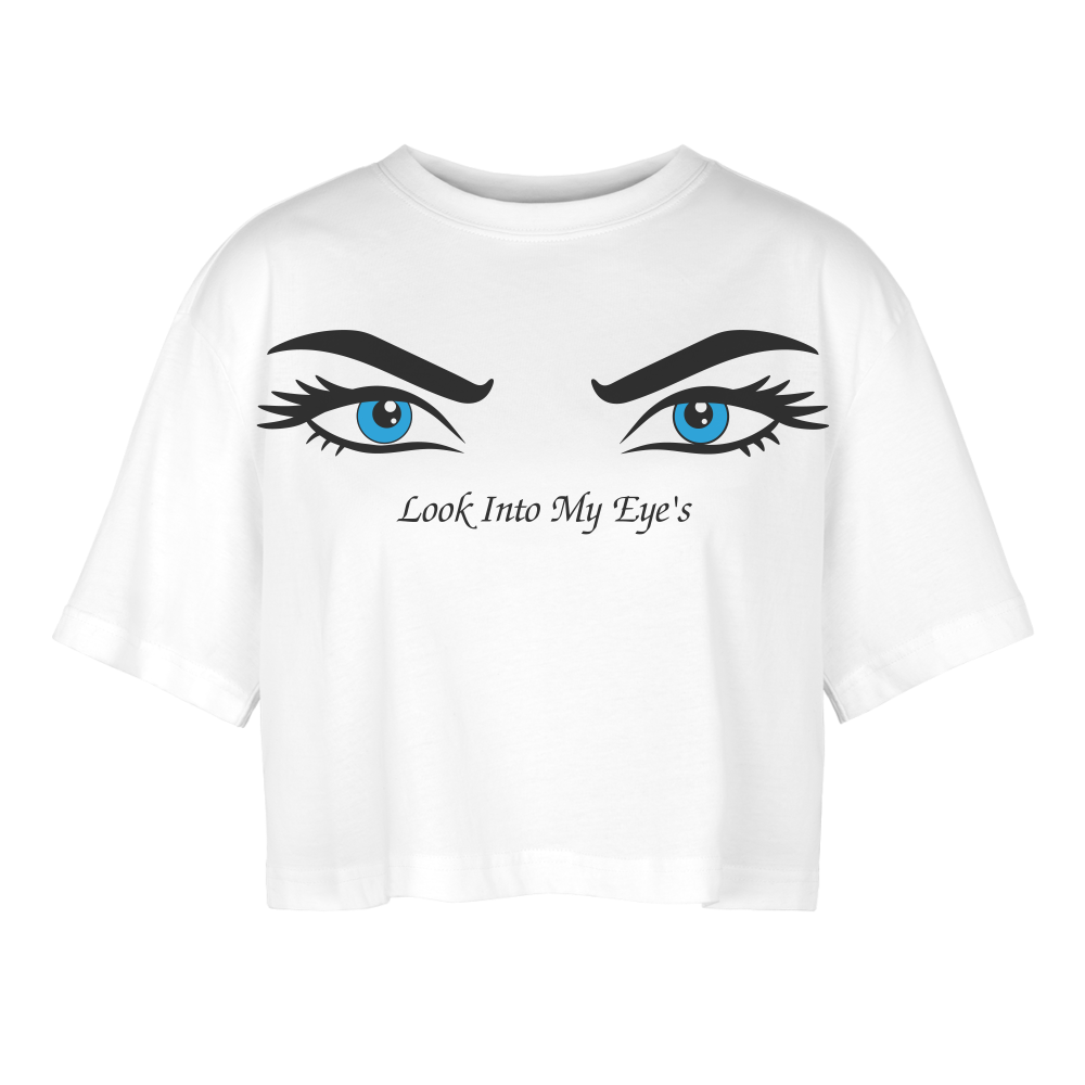 Look Into my Eye's Frauen Oversized Cropped T-Shirt - Weiß