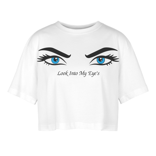 Look Into my Eye's Frauen Oversized Cropped T-Shirt - Weiß