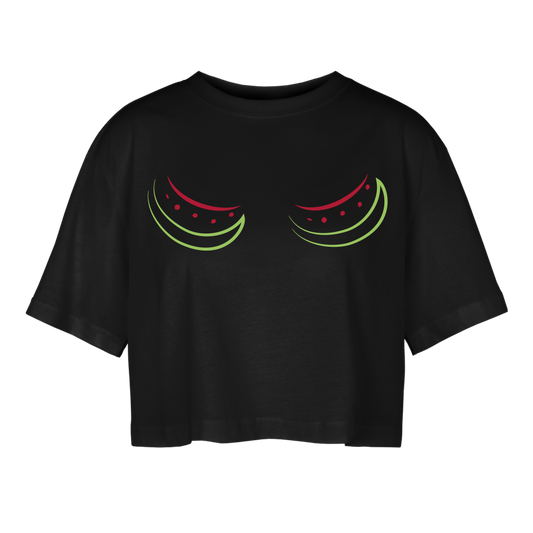 Frauen Oversized Cropped T-Shirt - Schwarz