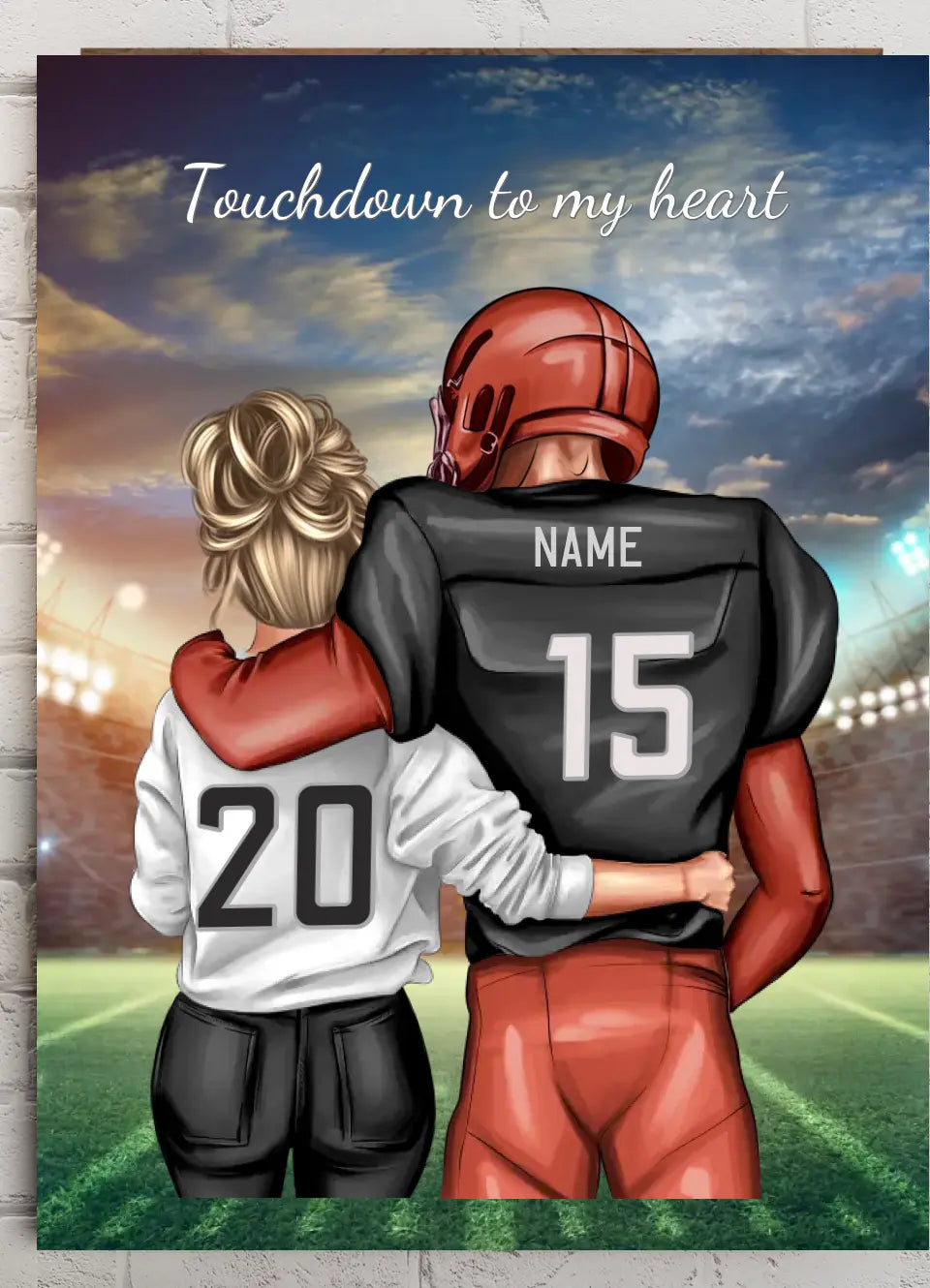 Personalisiertes Football Paar Poster