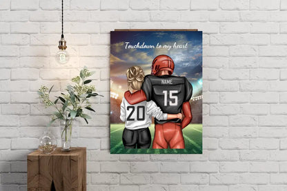 Personalisiertes Football Paar Poster