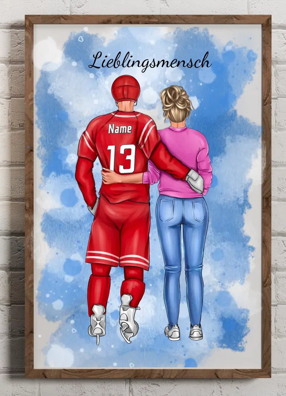 Personalisiertes Ice Hockey Paar Poster