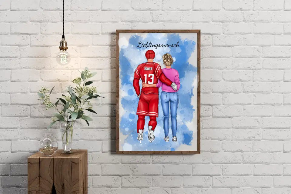 Personalisiertes Ice Hockey Paar Poster