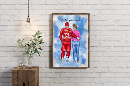 Personalisiertes Ice Hockey Paar Poster