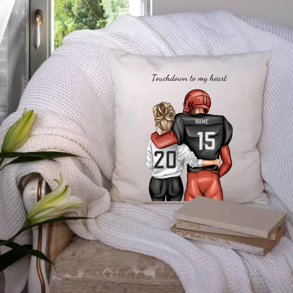 Personalisiertes Football Paar Kissen