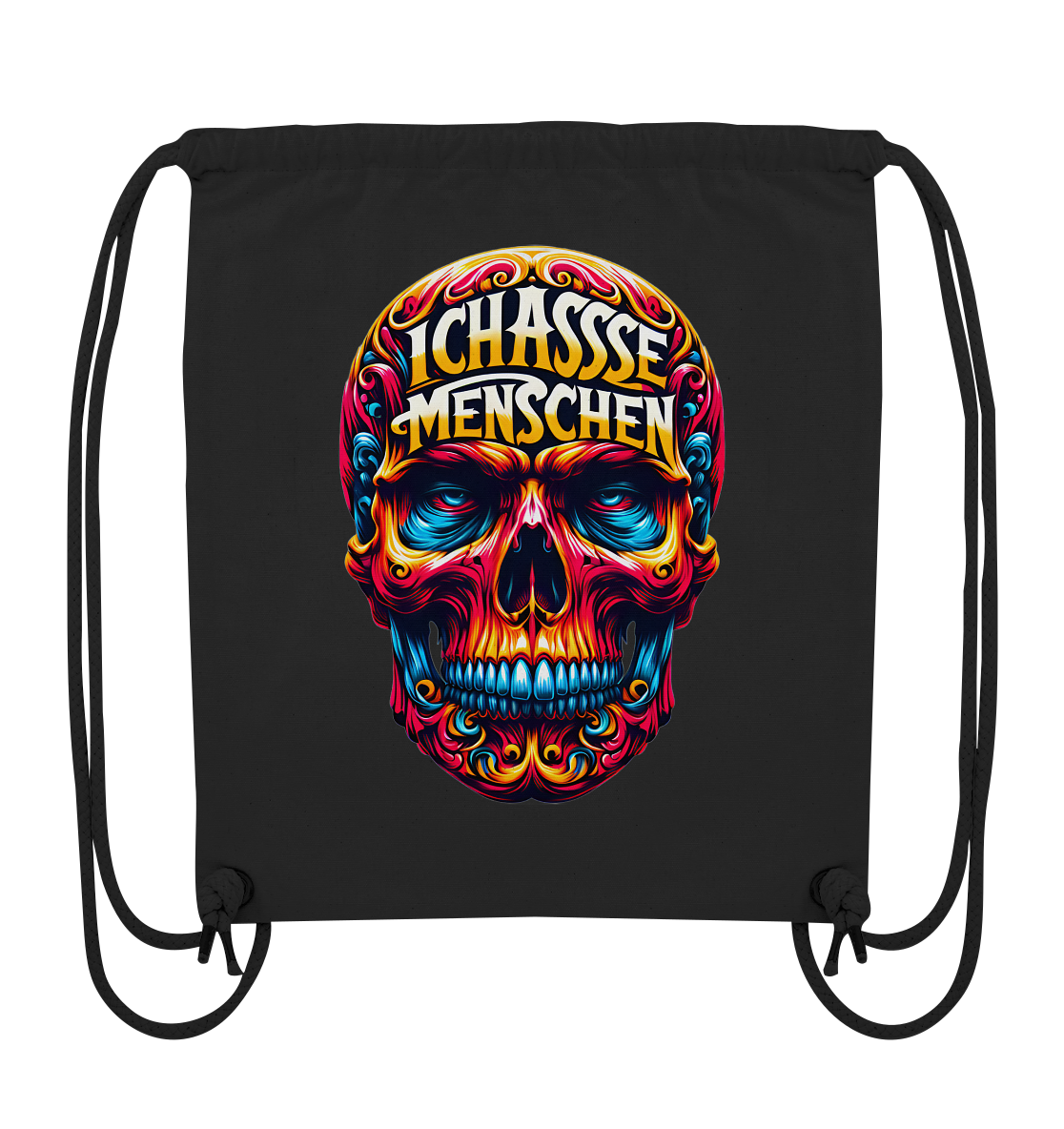 Crazy Skull Head Ich Hasse Menschen - Organic Gym-Bag