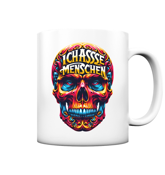 Crazy Skull Head Ich Hasse Menschen - Tasse matt