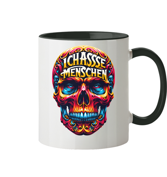 Crazy Skull Head Ich Hasse Menschen - Tasse zweifarbig