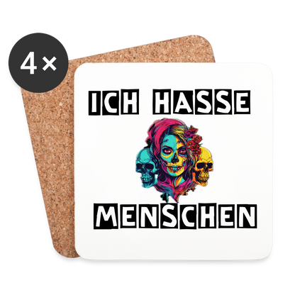 Untersetzer "Ich hasse Menschen" - weiß