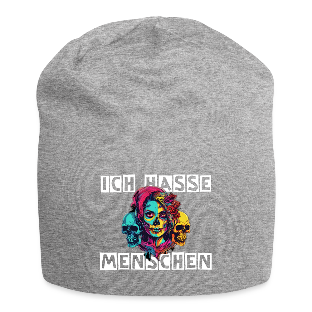 Beanie "Ich hasse Menschen" - Grau meliert