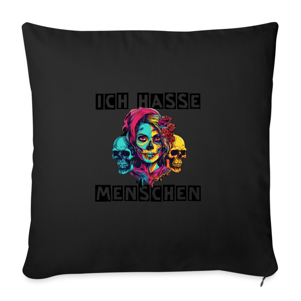 Sofakissen mit Füllung 44 x 44 cm "Ich hasse Menschen" - Schwarz