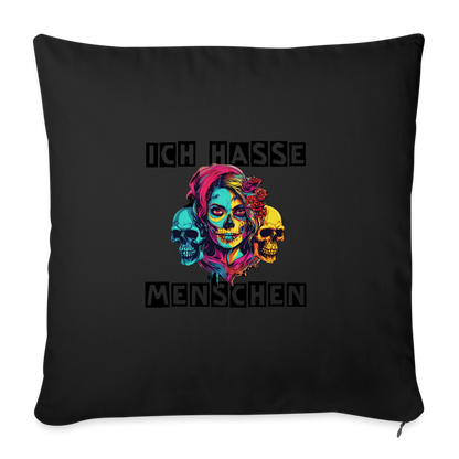 Sofakissen mit Füllung 44 x 44 cm "Ich hasse Menschen" - Schwarz