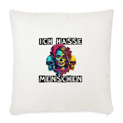 Sofakissen mit Füllung 44 x 44 cm "Ich hasse Menschen" - Naturweiß