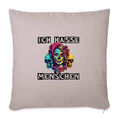 Sofakissen mit Füllung 44 x 44 cm "Ich hasse Menschen" - helles Taupe