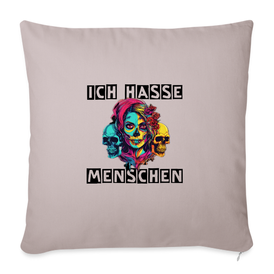 Sofakissen mit Füllung 44 x 44 cm "Ich hasse Menschen" - helles Taupe
