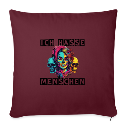 Sofakissen mit Füllung 44 x 44 cm "Ich hasse Menschen" - Burgunderrot