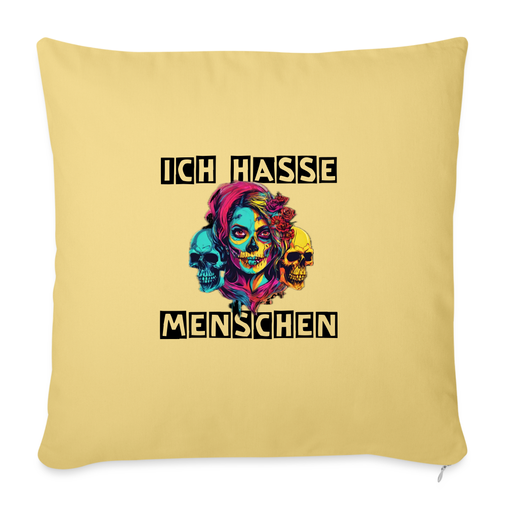 Sofakissen mit Füllung 44 x 44 cm "Ich hasse Menschen" - Hellgelb