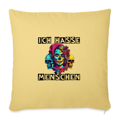 Sofakissen mit Füllung 44 x 44 cm "Ich hasse Menschen" - Hellgelb