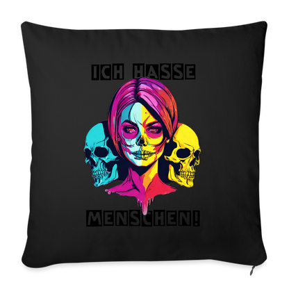 Sofakissen mit Füllung 44 x 44 cm "Ich hasse Menschen" - Schwarz