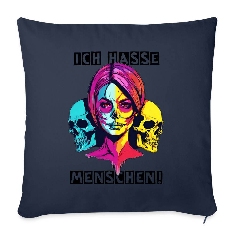Sofakissen mit Füllung 44 x 44 cm "Ich hasse Menschen" - Navy