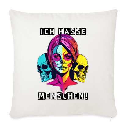 Sofakissen mit Füllung 44 x 44 cm "Ich hasse Menschen" - Naturweiß