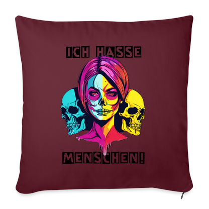 Sofakissen mit Füllung 44 x 44 cm "Ich hasse Menschen" - Burgunderrot