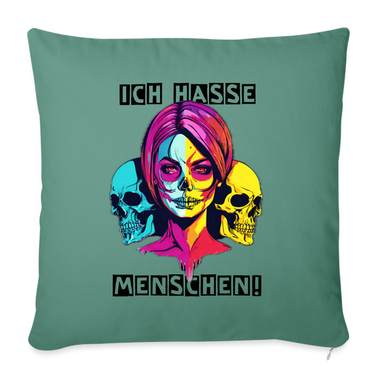 Sofakissen mit Füllung 44 x 44 cm "Ich hasse Menschen" - Tanngrün
