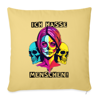 Sofakissen mit Füllung 44 x 44 cm "Ich hasse Menschen" - Hellgelb